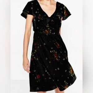 Zara dress : Zara velvet dress with flowers vintage size xS